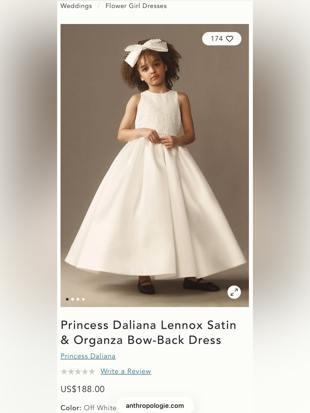 Princess Daliana Lennox Satin & Organza Bow Back Dress